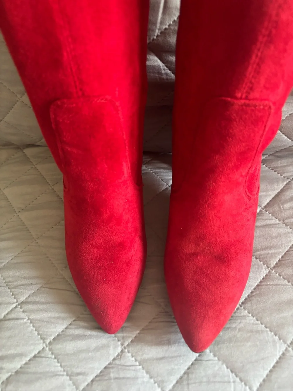 Red Suede Over-the-Knee Boots for Women